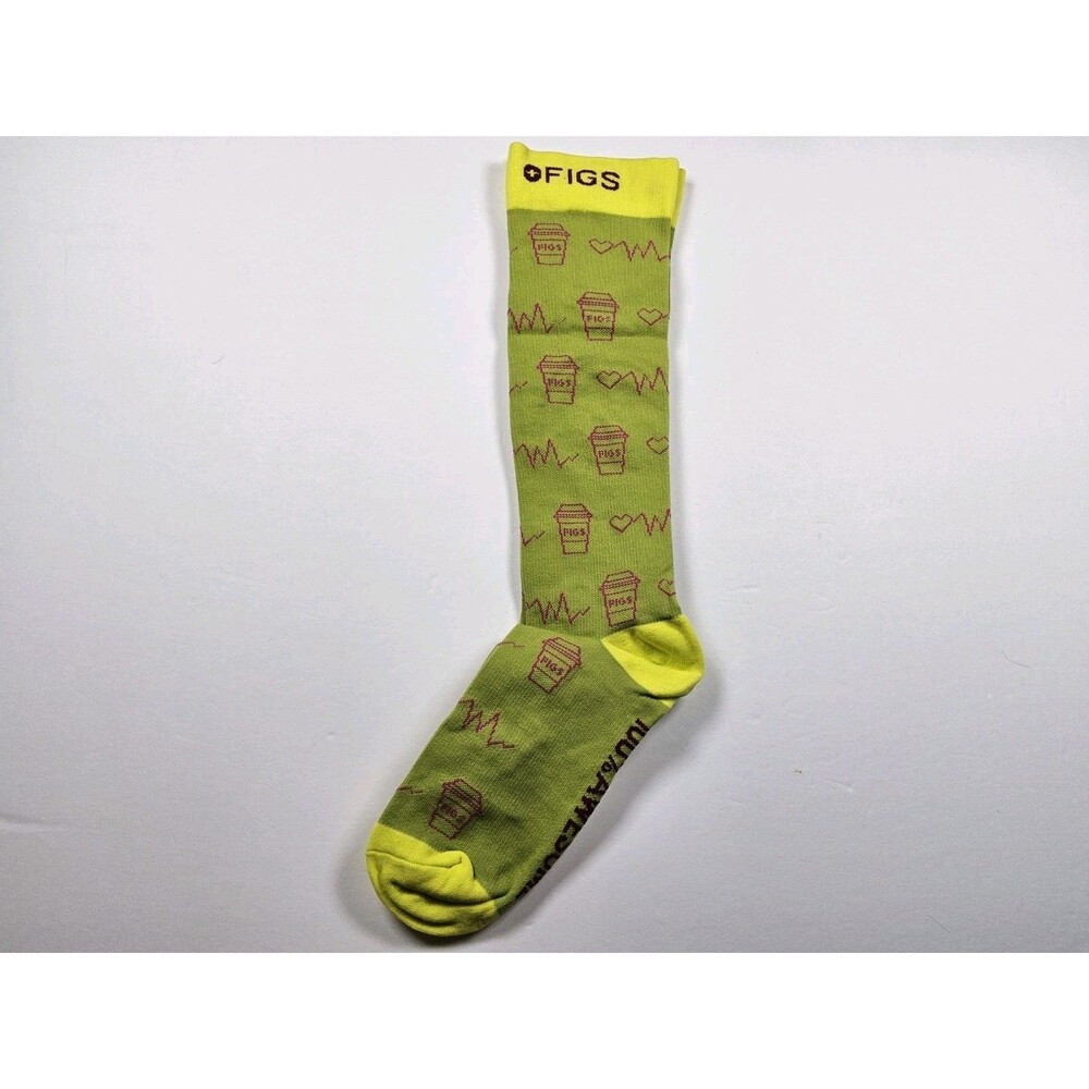 FIGS Compression 100% Awesome Coffee Heartbeat Socks Size M
